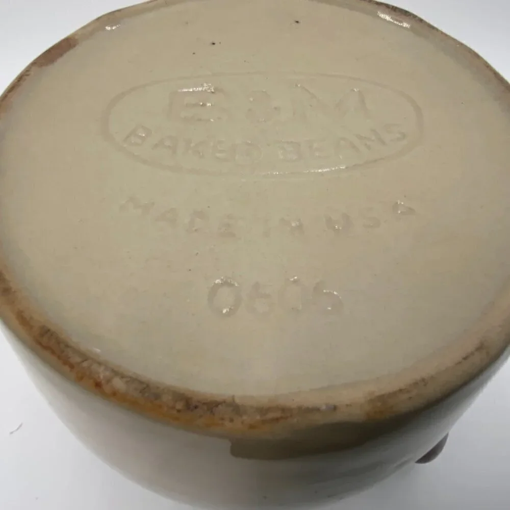 Vintage B & M Baked Beans Stoneware Bean Pot Only Brown Tan 0606 USA